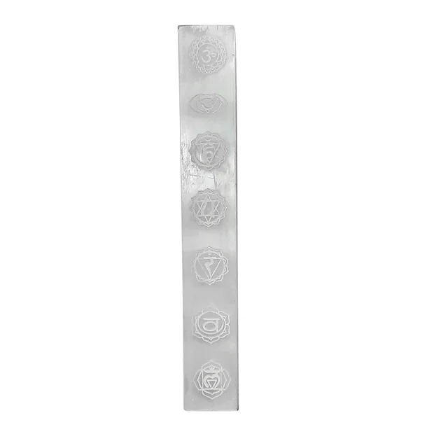 High Quality Natural Crystal Healing Selenite 7 Chakra Charging Plate Engraved Selenite Stick Spiritual Healing Plate Chakra