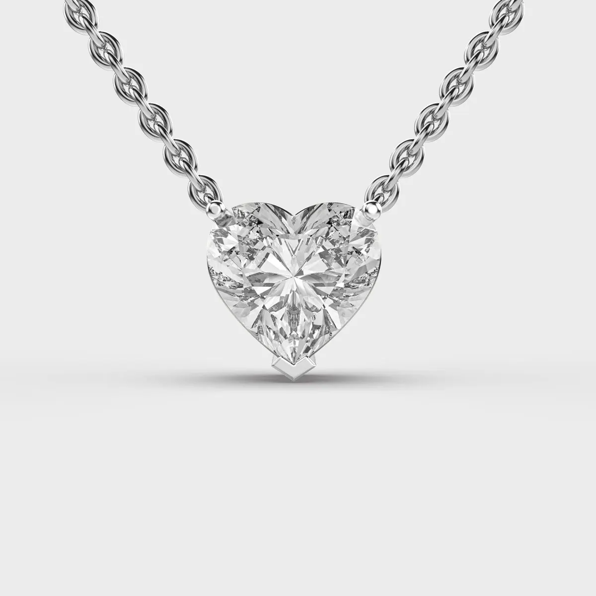 Classic Heart 3 Carat Lab Grown Diamond Solitaire Pendant Gold Plated Sterling Silver Women Wedding Valentine Anniversary Gift
