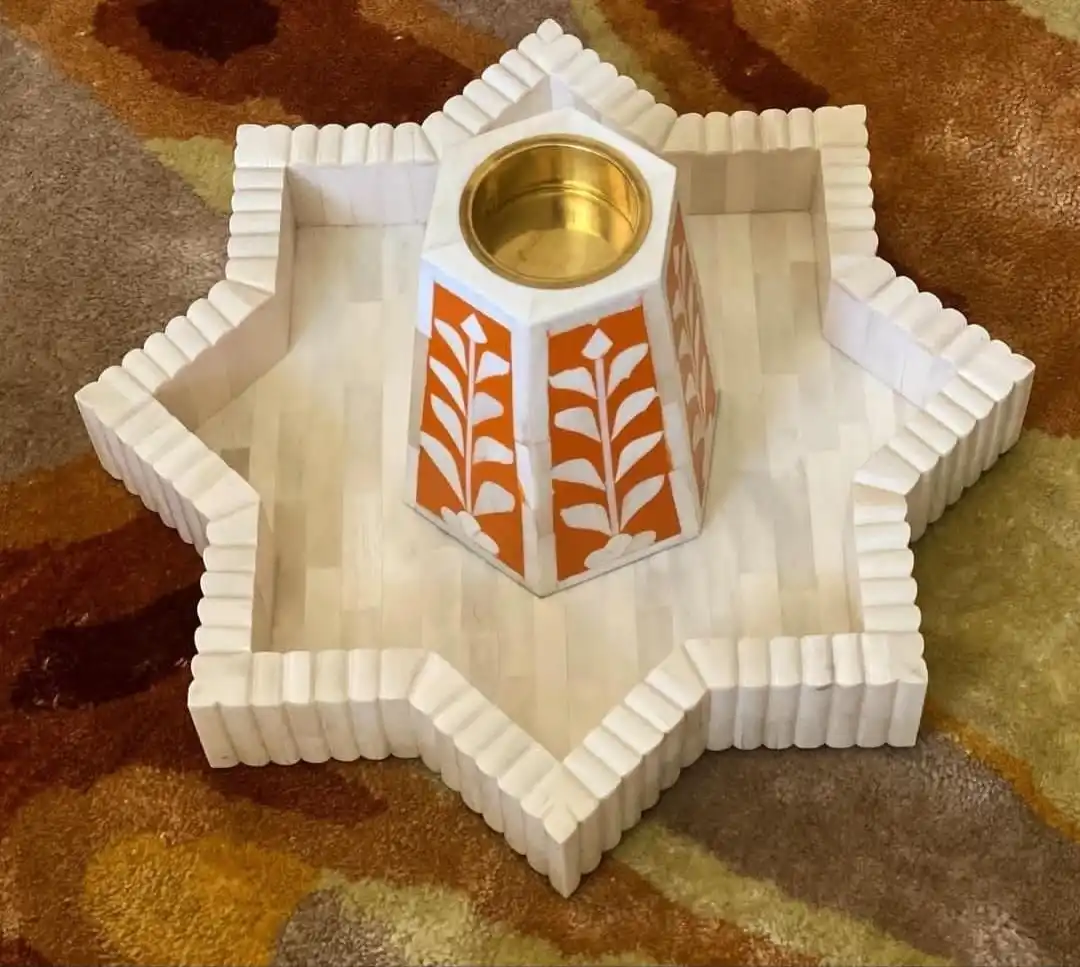 Natural Stone Medkhan Bakhoor Burner Latest Bone Inlay Mabkhara Tray Resin Incense by Axiom Home Accents