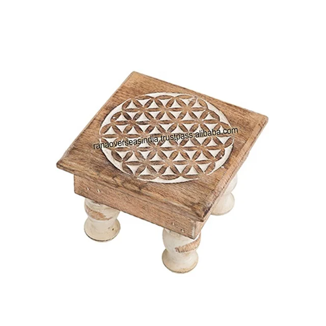 Square Wooden Hand Carved Altar Table Perfect for Altars fall Decoration Spiritual Offerings
