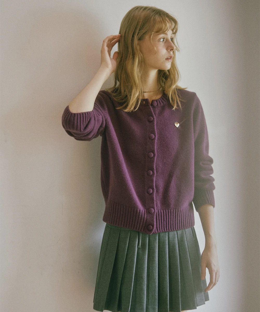 Trending Products 2024 New Arrivals Wholesale Clothes SNUG. U Love Cashmere Wool Knit Cardigan_Purple S|m Korean Fashion
