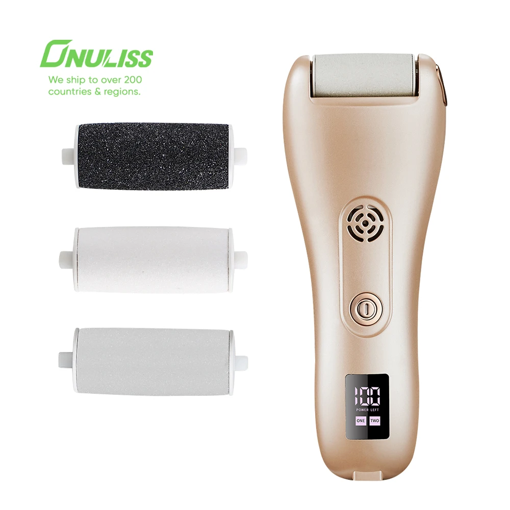 Battery Display 2 Speed Waterproof Callus Remover Kit with 3 Heads for Callused Dead Hard Skin