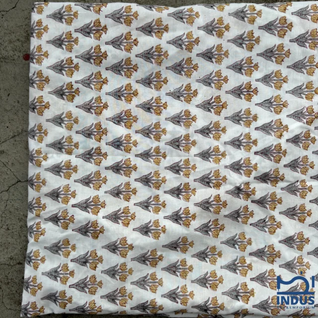 Floral Indian Hand Block Print , Fabric100% Cotton Natural Hand Dyed Eco friendly, Soft Cotton Fabric.
