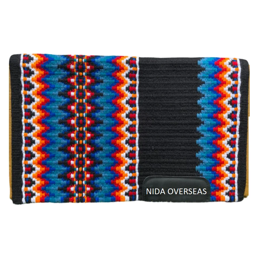 Western Saddle Blankets Hand Made Western Saddle Pad Made With NZ Wool And Premium Leather Equestrian Saddle Pad & Glitters Wool