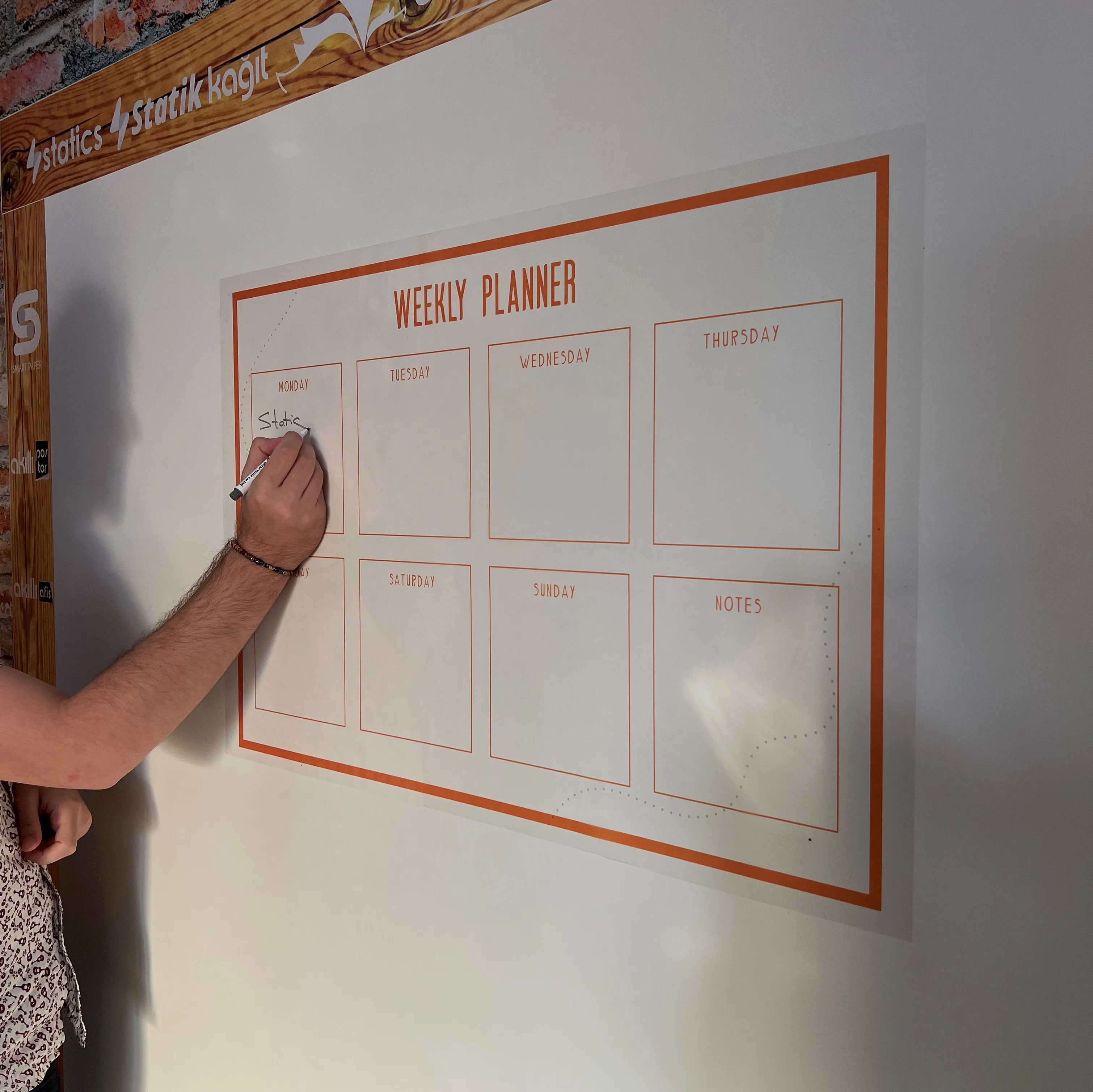 2024 Model-8 Weekly Planner Organizer Dry-Erase Whiteboard Surface Durable Reusable Polystyrene Static Glass Magnet PET