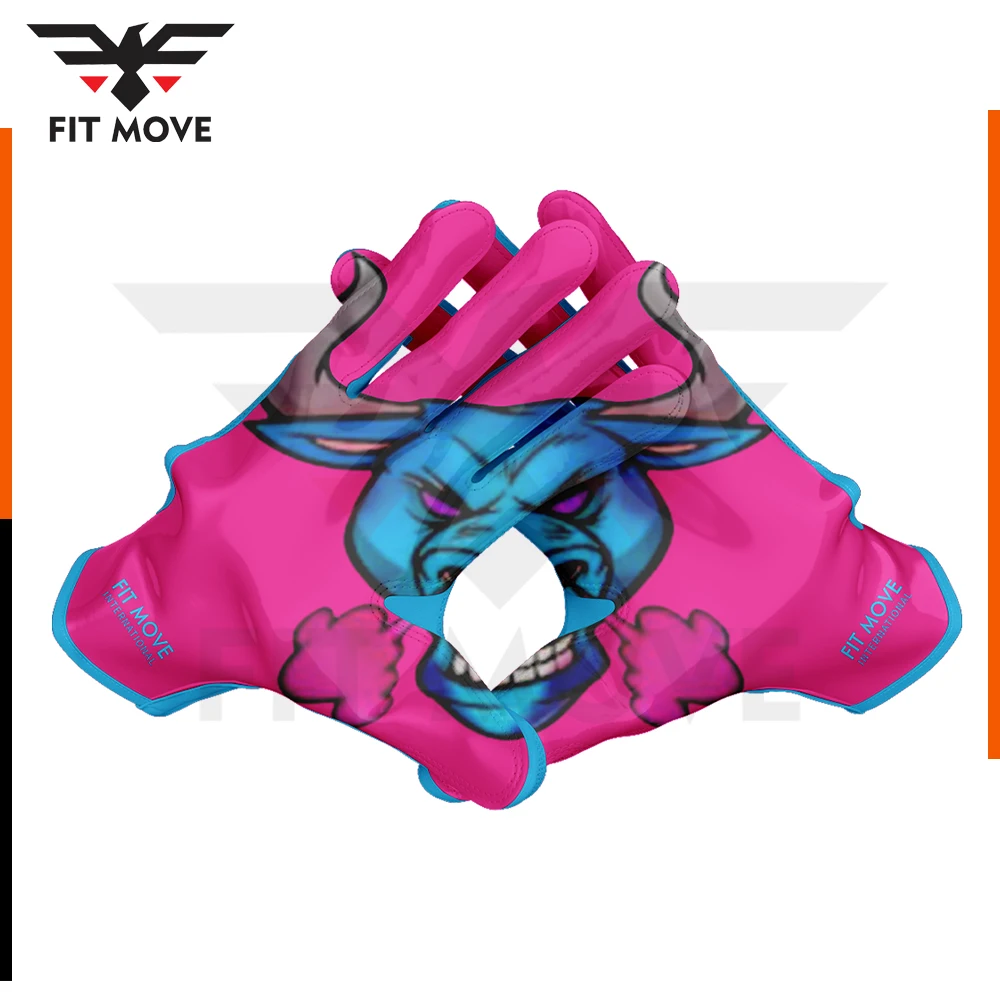 2022 October breast cancer pink American football receiver custom football gloves Custom Wholesale