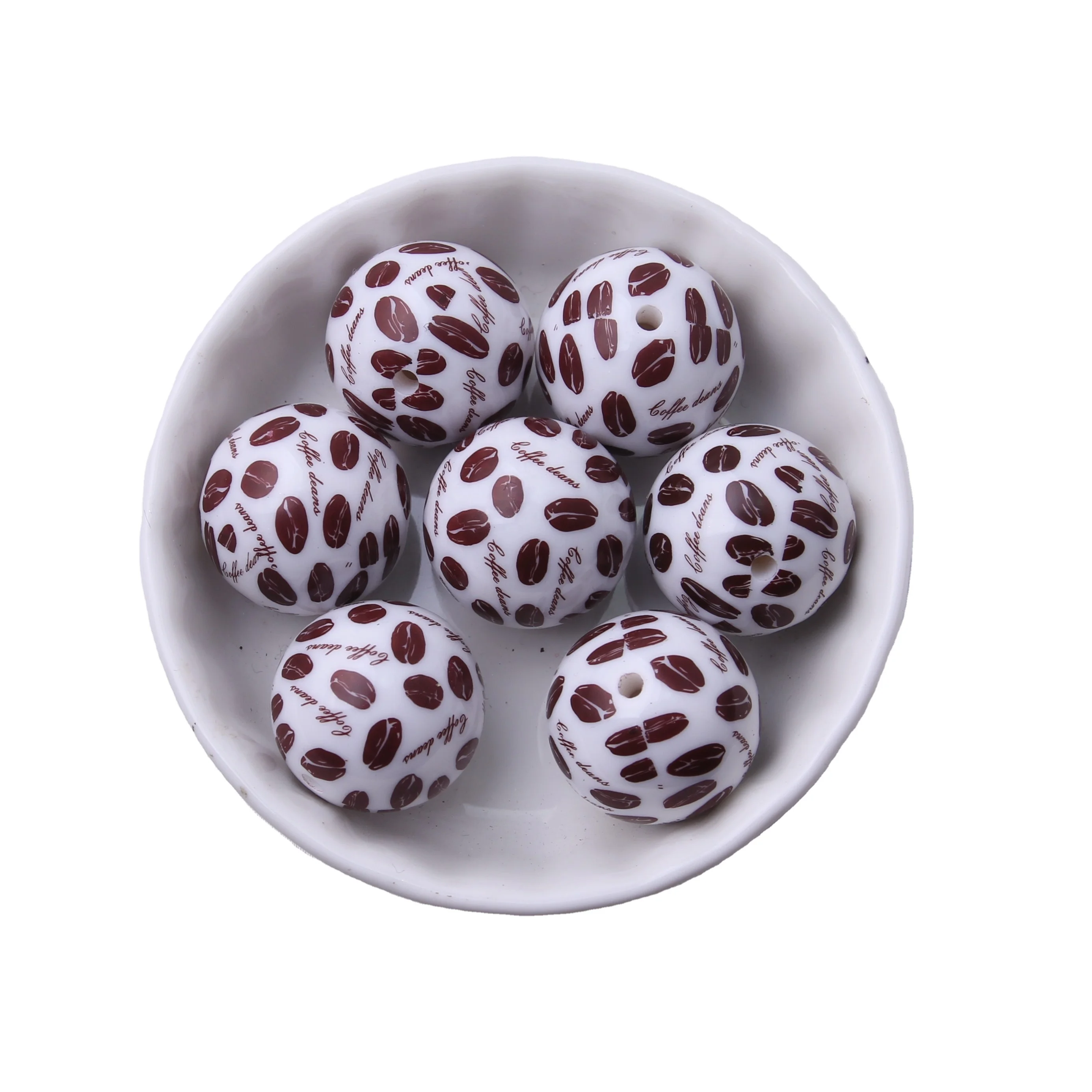 20mm 100pcs Wholesales Custom Chunky Necklace Jewelry Round Acrylic Solid Print Heart Love  Beads for Valentines Day DIY Making