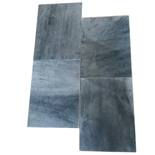 Vietnam Blue Stone Honed Tiles - Semi Polished Surface Natural Stone Color - Dark Sparkle Grey
