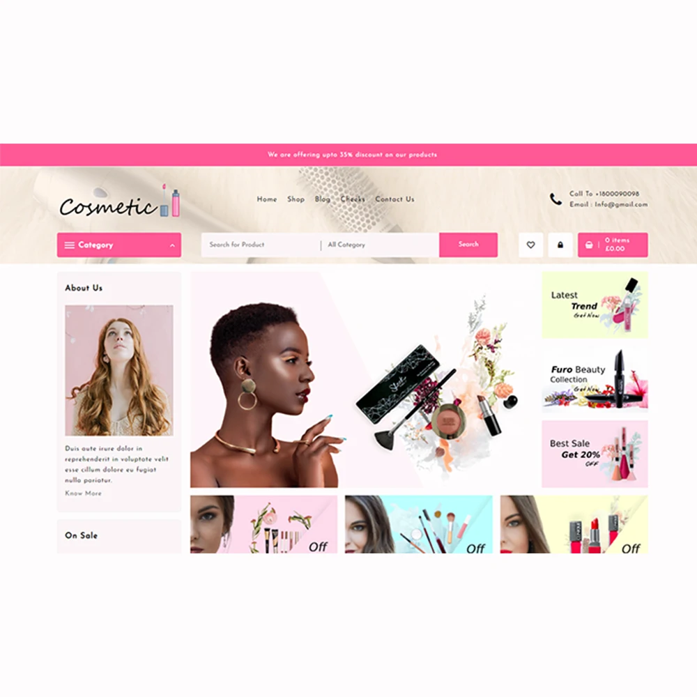 Shopify Cosmetic website design shop Online Makeup products |  E-commerce Website design
