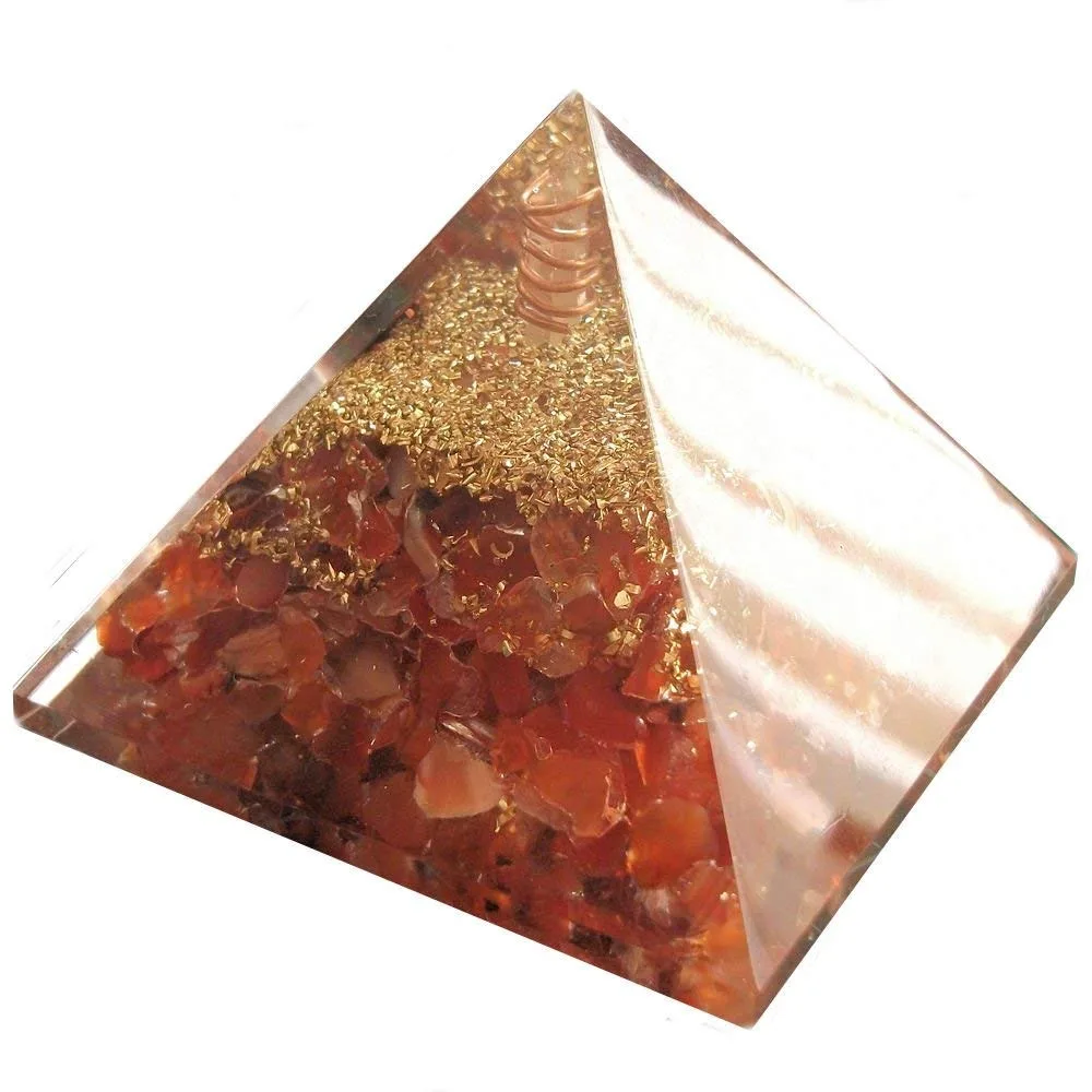 Latest Selling Red Carnelian Orgone Pyramid With Clear Quartz Pencil Point for emf wholesaler and manufacture of orgone product