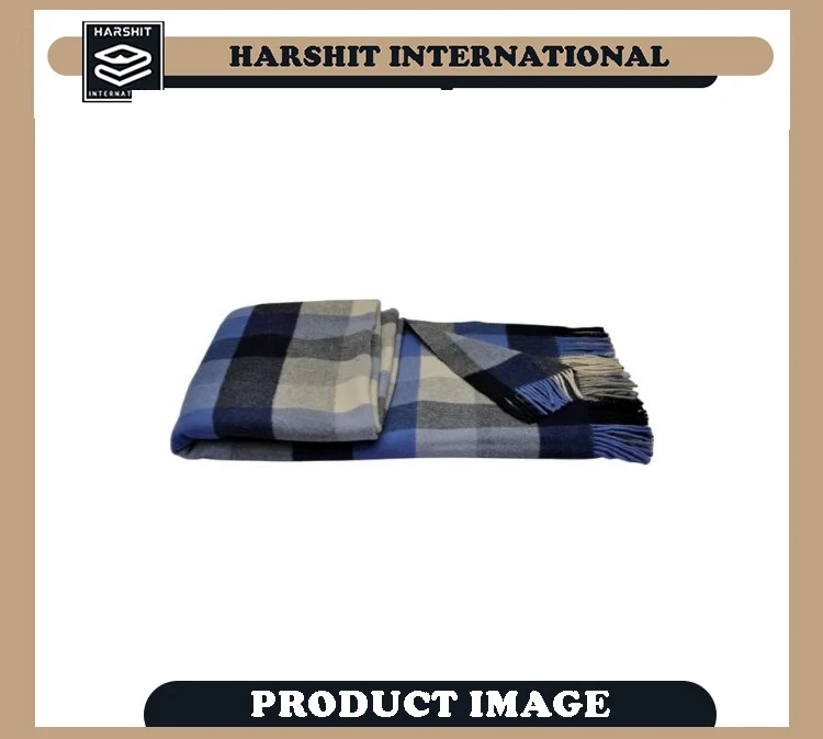 Premium Quality Material Winter Blanket Classic Design Breathable Soft and Cozy Tartan Wool Blankets for Sale