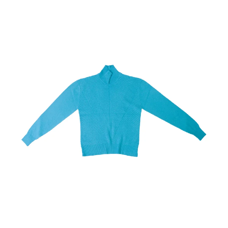 Fashionable Turquoise 2Ply Cashmere Sweater 12 Gauge Argyle Letter Pattern Luxurious 100% Cashmere Sweaters & Clothing