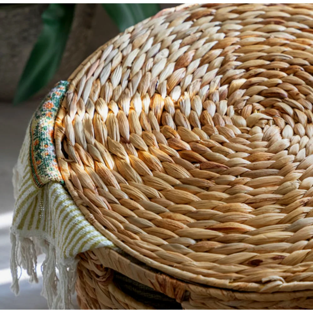 Amazon Best Selling Round Hyacinth Storage Basket With Lid OEM Customized Ready To Ship Low MOQ From Viet Nam