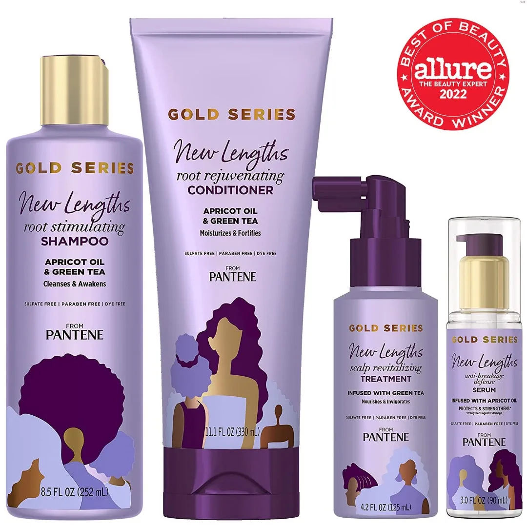 Pantene New Lengths Bundle with Root Stimulating Shampoo, Rejuvenating Conditioner, Scalp Revitalizing Treatment Anti-Breakage