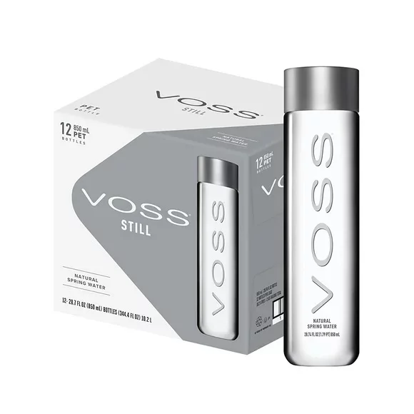 Voss Still Natural Spring Water 12 Pack Case of Bottled Mineral Drinking Water With 100% Recycled PET Bottle
