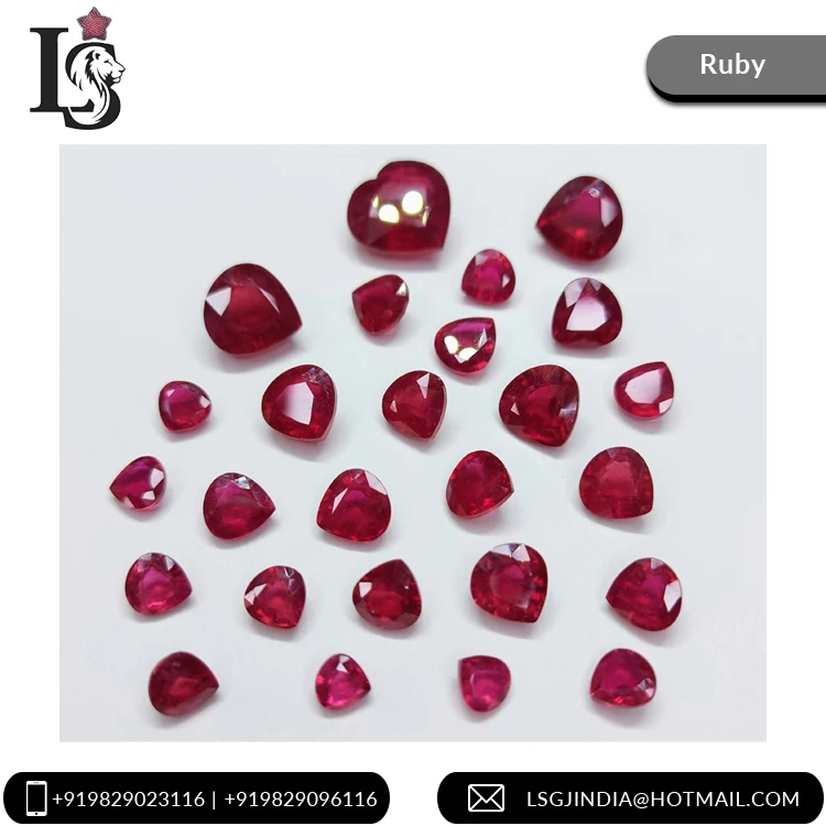 Calibrated Size 100% Natural Blood Red Reddish Pink Color Heart Shape Ruby Loose Gemstone for Jewellery from Indian Seller