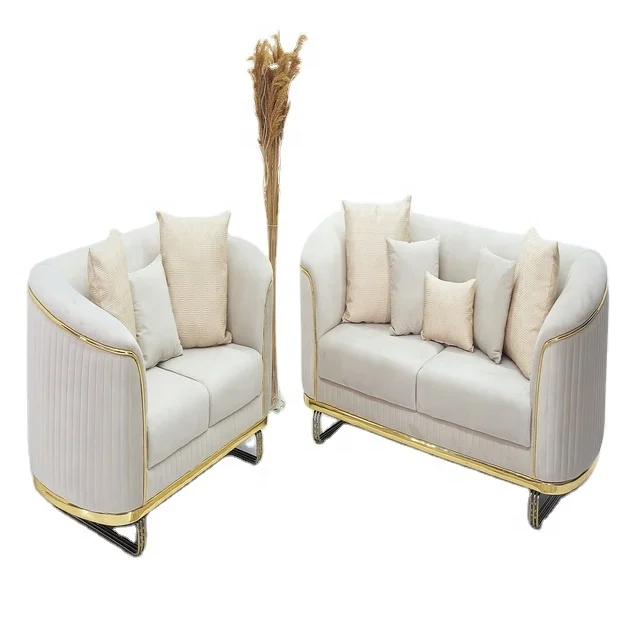 Home furniture Chesterfield Design Royal Luxury Gold foot Living Room Fabric Velvet Sofa set