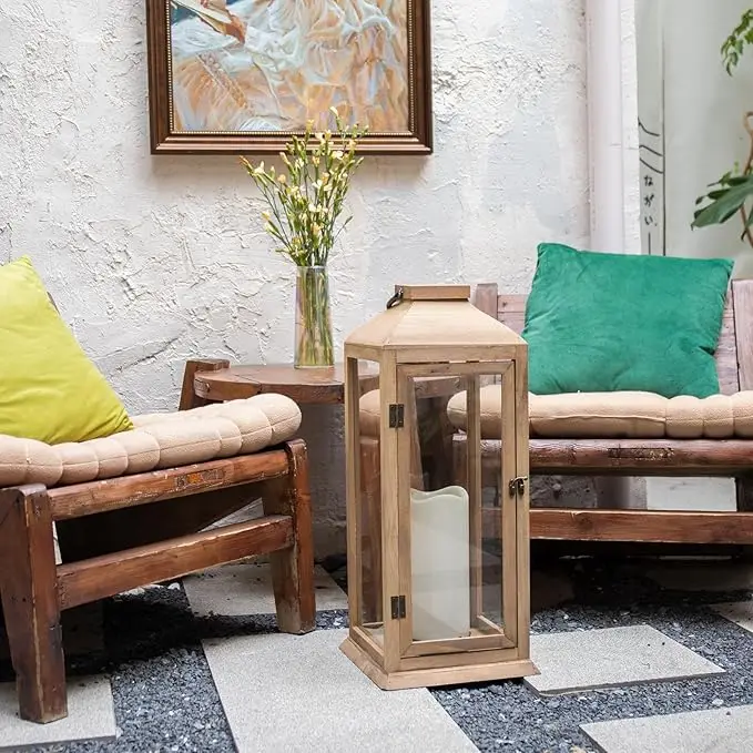 Large Lanterns Decorative  27.5in Waterproof Lanterns Decorative with Flameless Candles Lanterns for Home Decor