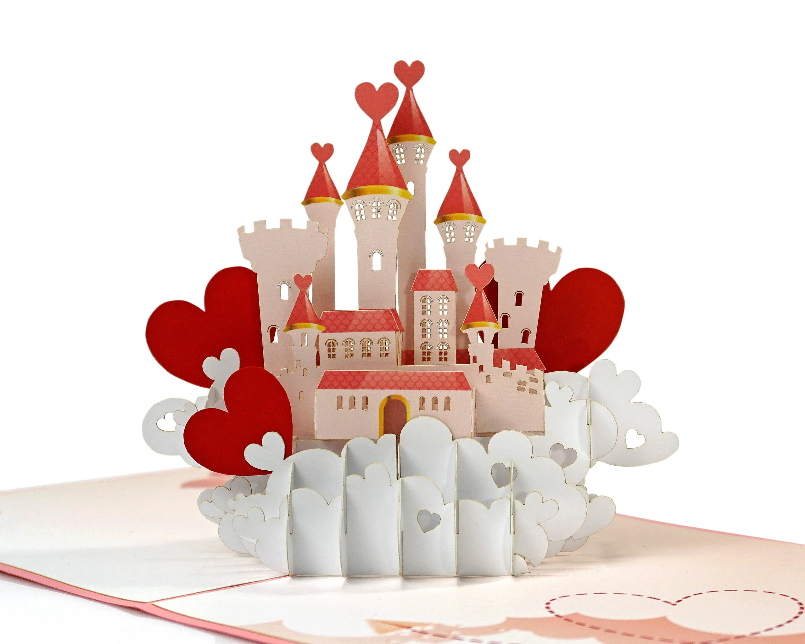 Good Price High Quality Castle on the cloud 3D Pop Up Cards 3D for Valentines Day Small quantity from 100 pcs
