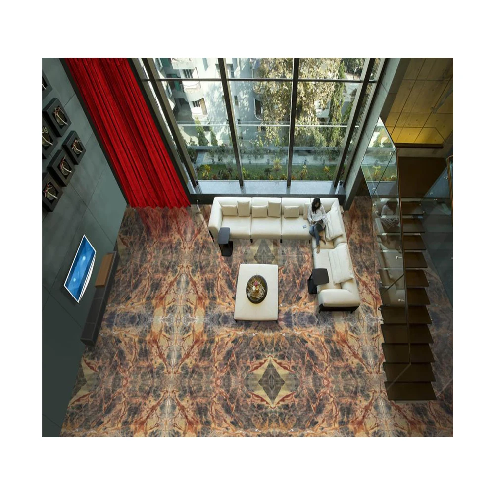 New Pattern Colorful Brown Flooring Slabs Marble Rainforest Stone Customized Sizes Wall Tiles