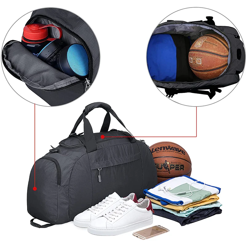 Custom Made 3-Way Duffle Backpack Gym Bag for Men Women Sports Duffel Bag with Shoe Compartment Travel Backpack Luggage