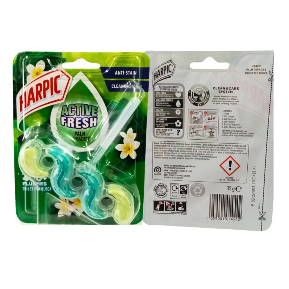 Harpic Toilet Rim Block (UK) 35gm x 6 MOUNTAIN PINE Scented Liquid Toilet Cleaners