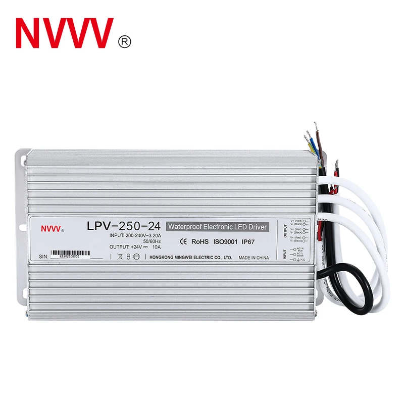 24v ac to dc transformer waterproof switching mode power supply LPV-250-24 LED driver 250W