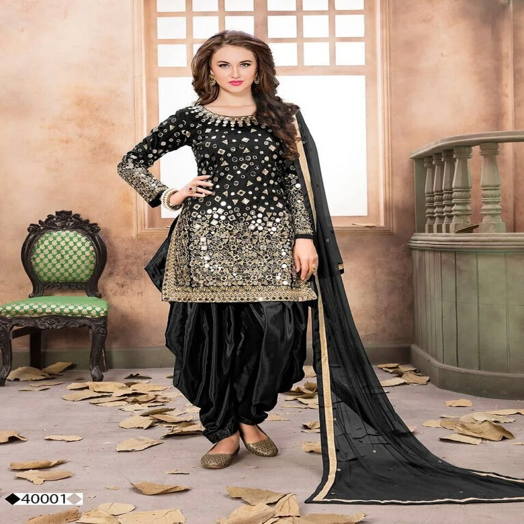 DESIGNER TAFFETA SILK AND EMBROIDERY WITH REAL MIRROR WORK SUITS
