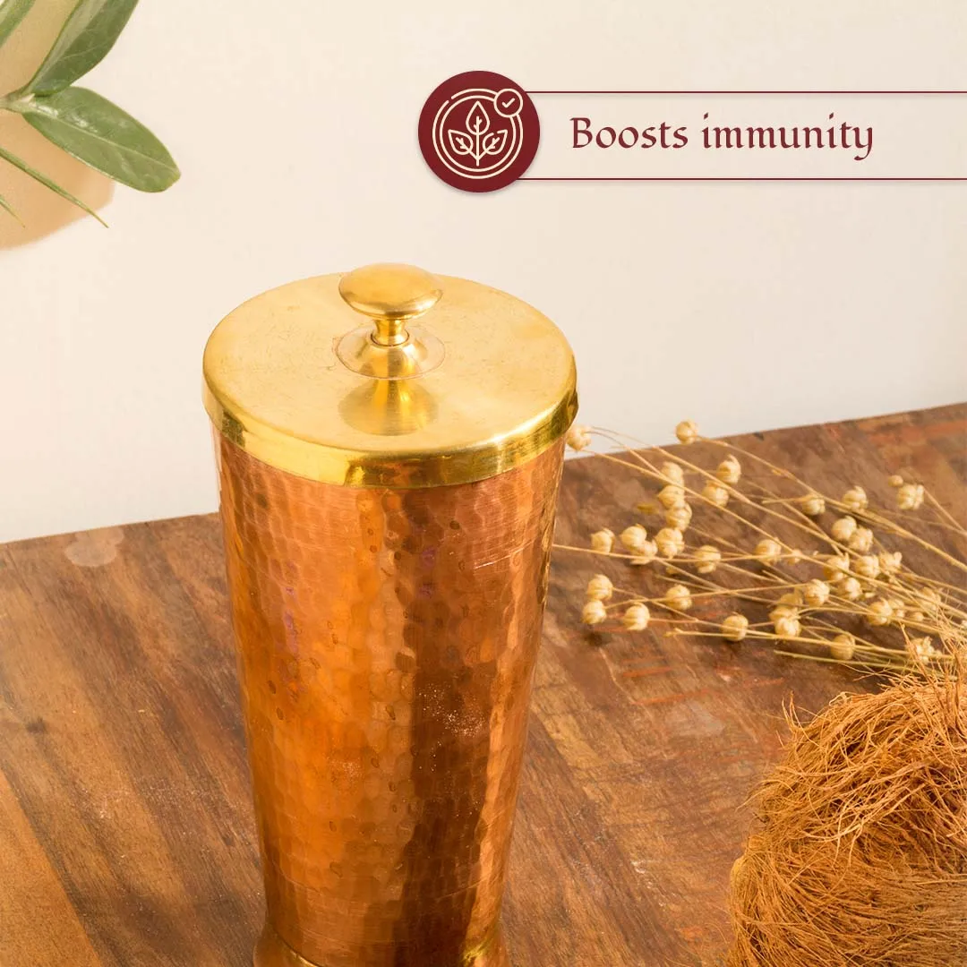 hammered Copper Moscow Mule Tumbler With Lid Polished Best Quality Handmade Metal Drinkware For Bars And Restaurant From India