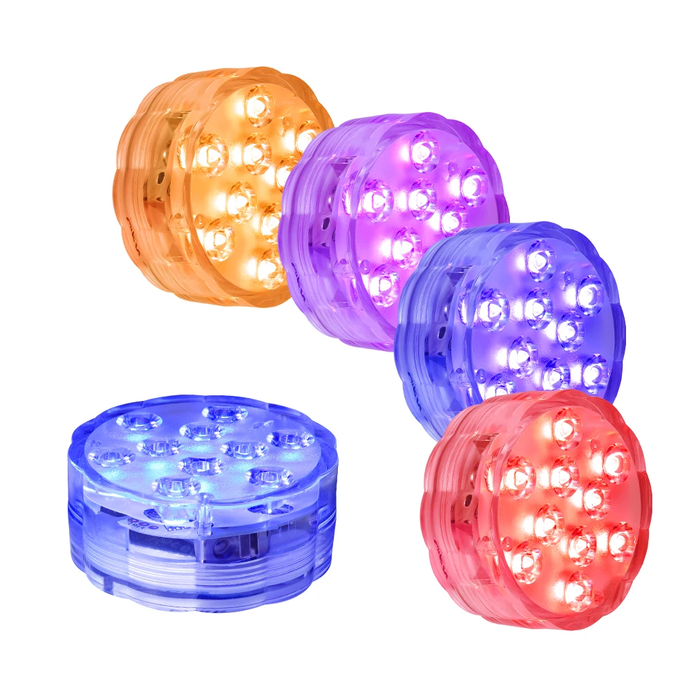 Submersible LED Puck Fish Tank Underwater Decoration Colorful LED Puck Small Battery Powered Aquarium Waterproof Light