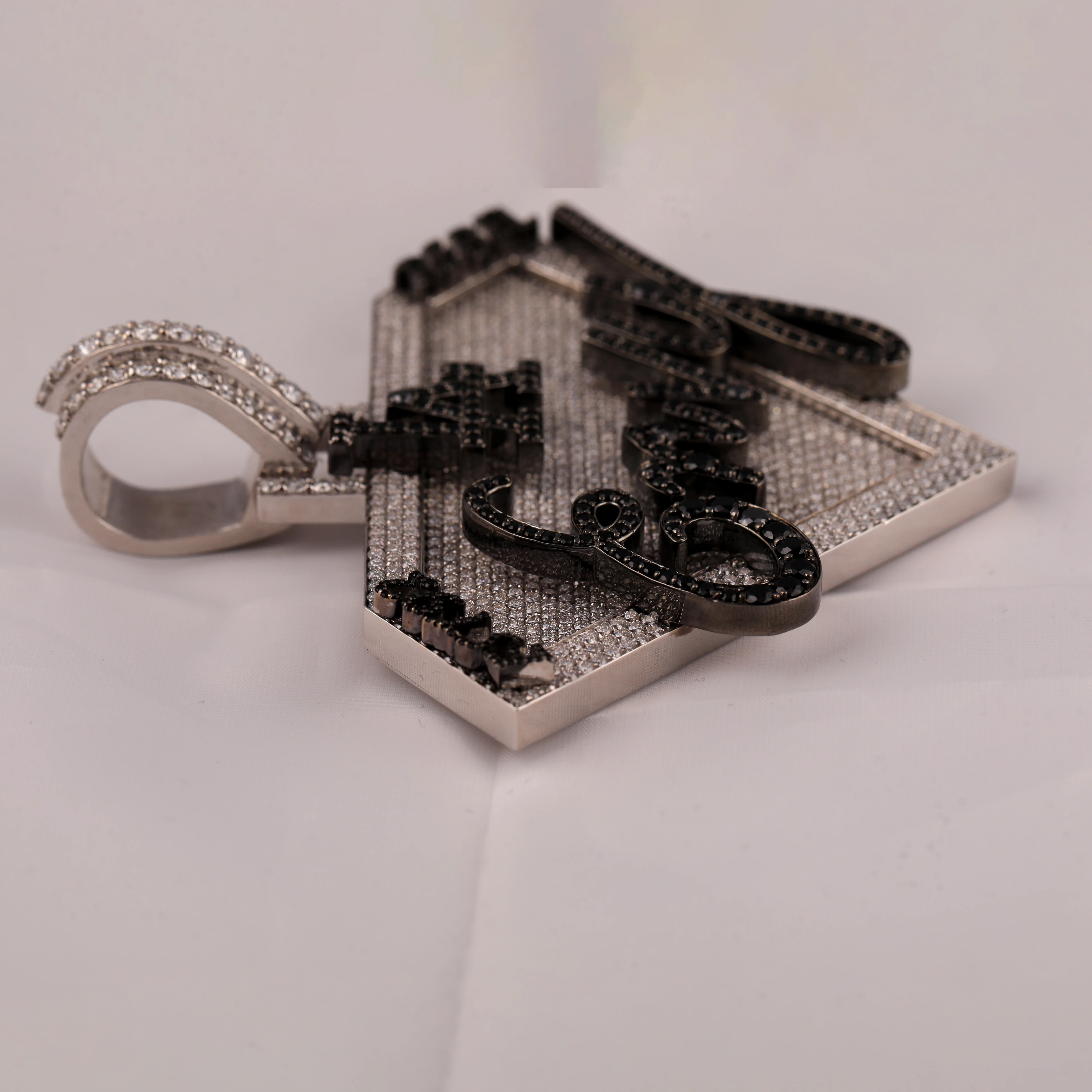 Moissanite Customized Shaped Diamond Pendant 925 Sterling Silver Full Iced Out Black & White Moissanite Pendant Gift For Him