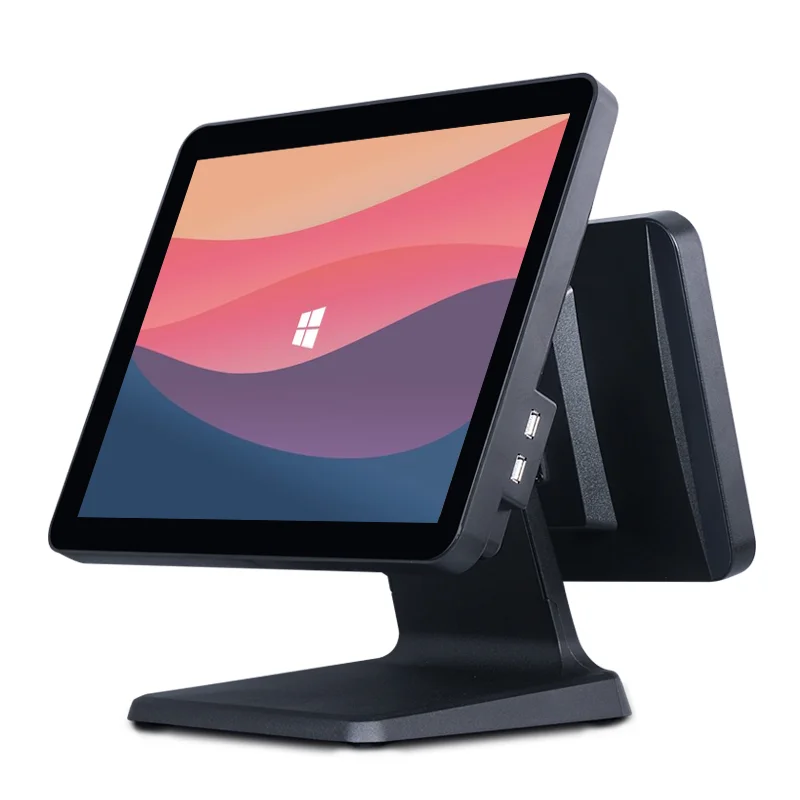All in One Dual Screen Windows POS  System Machine 15-Inch Touch Main Screen and 2nd Display for Checkout