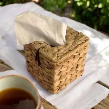 Hot sale Water Hyacinth Rice Nut Weaving Tissue Box  For Home Decor Eco-friendly HO-4014 By Home 24h produce Company