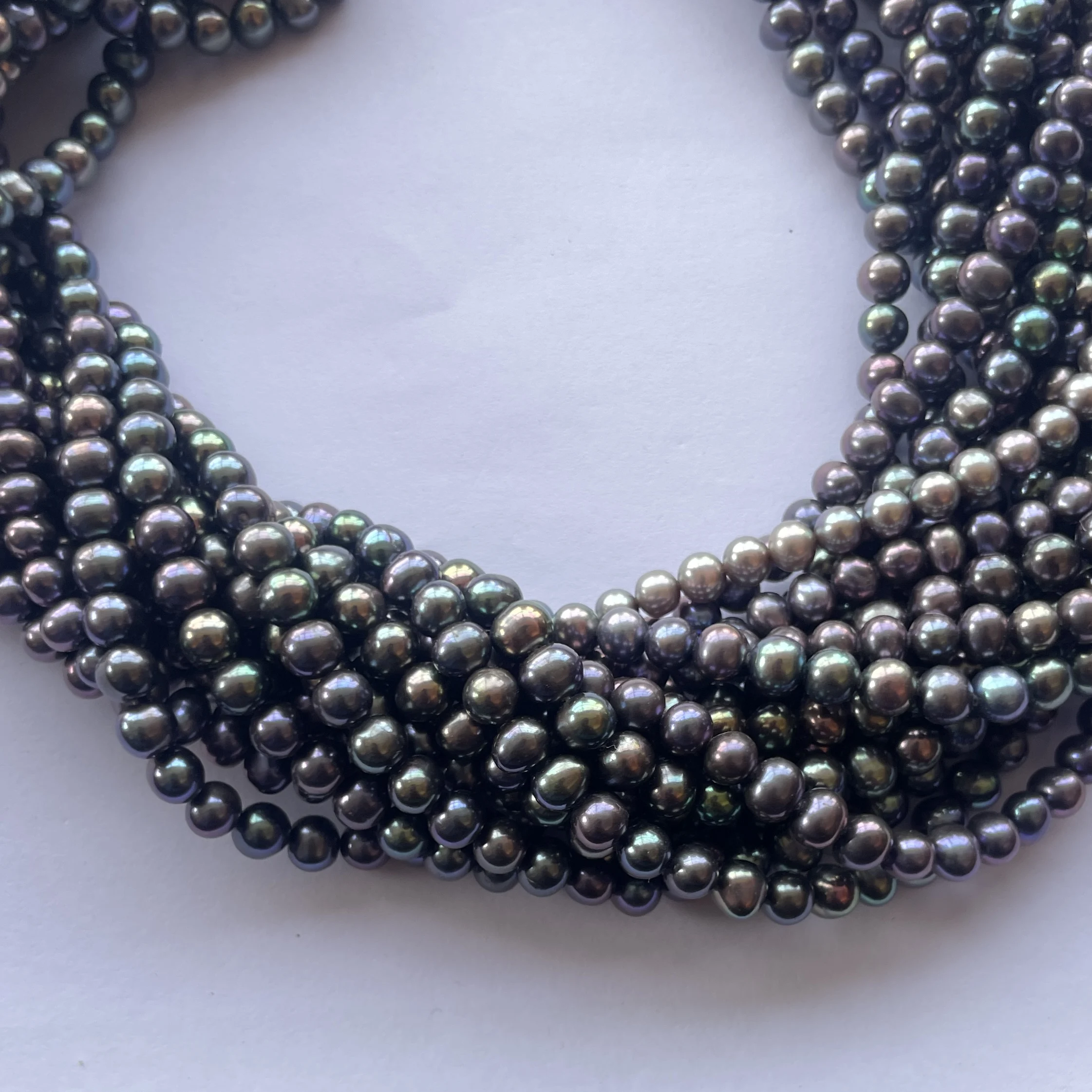 6mm Natural Black Rainbow Freshwater Pearl Stone Round Potato Beads Strands Strings at Best Wholesale Factory Price Online 2024