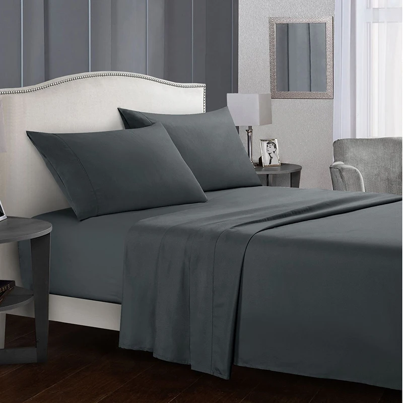 Hotel and Home Linen Bedding Set Bed Sheets Set Duvet Cover Set Custom Color and Satin Striped Poly Cotton Bed Sheets