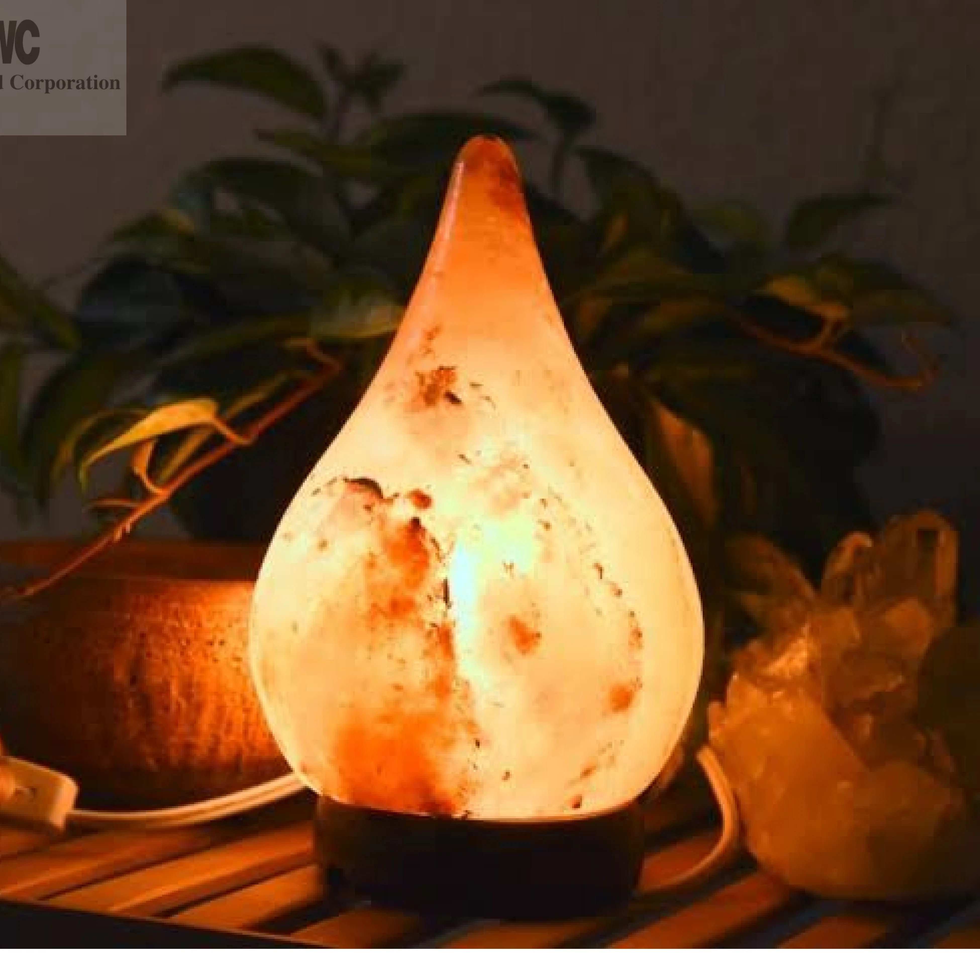 Butiful Shape and Accurate Size of Crystal Water Drop Salt Lamp With Wood Base Available at  Wholesale Price Direct From Factory