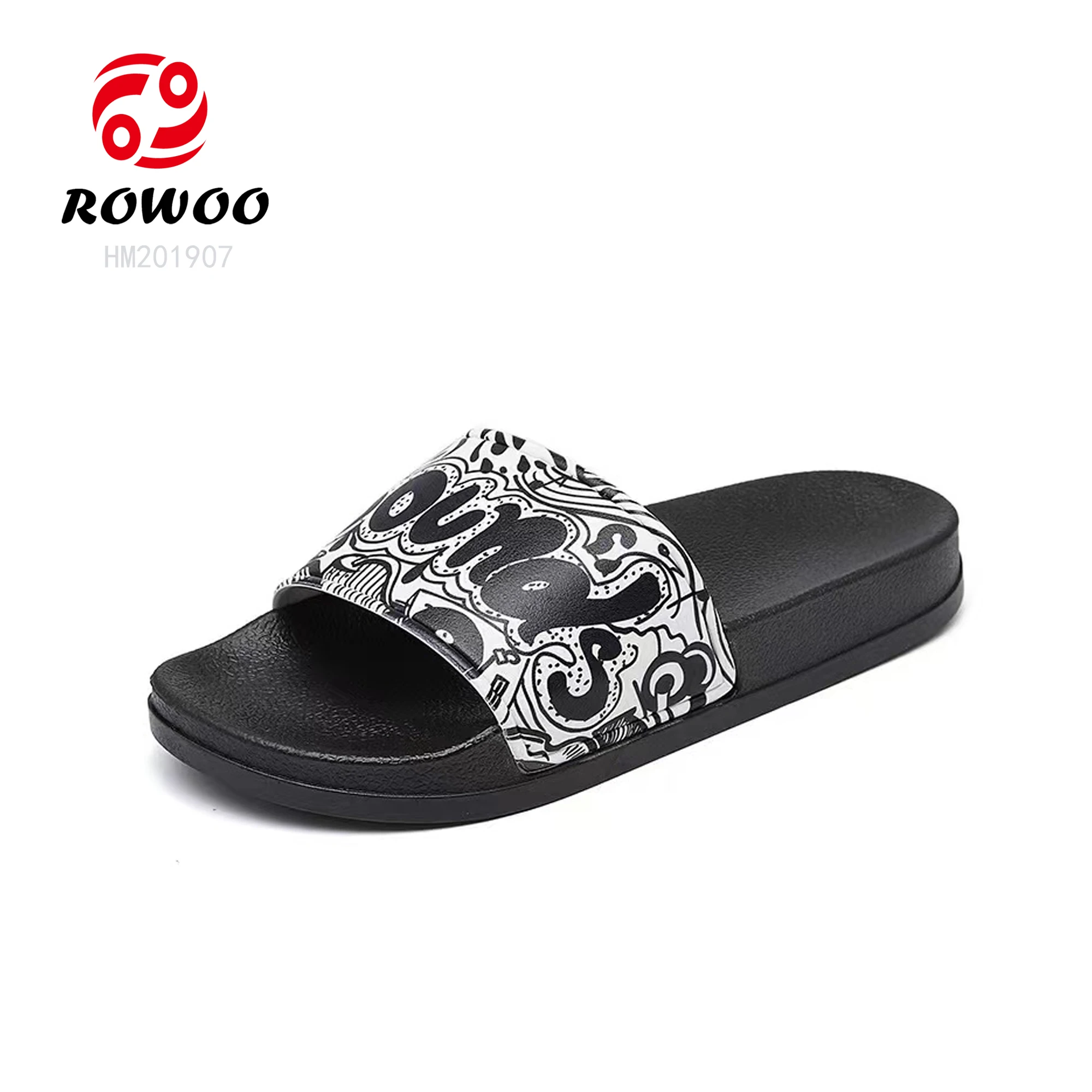Latest design open toe printing fashion sleepers slide sandals  ladies shoes flat women summer slippers for circulation