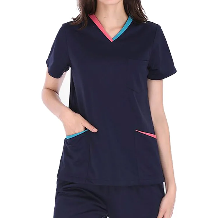 High Quality Short Sleeve Wholesale Price Scrubs for Women and Men V Neck Hospital Uniform Stretchable Women Scrub Set