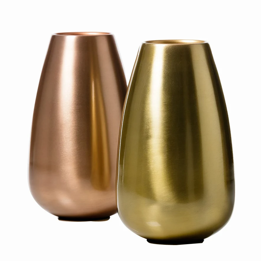Exclusive Design Aluminum Two Tone Finished Flower Vase Vertical Decoration Classic Style Metal Vases at Lowest Price