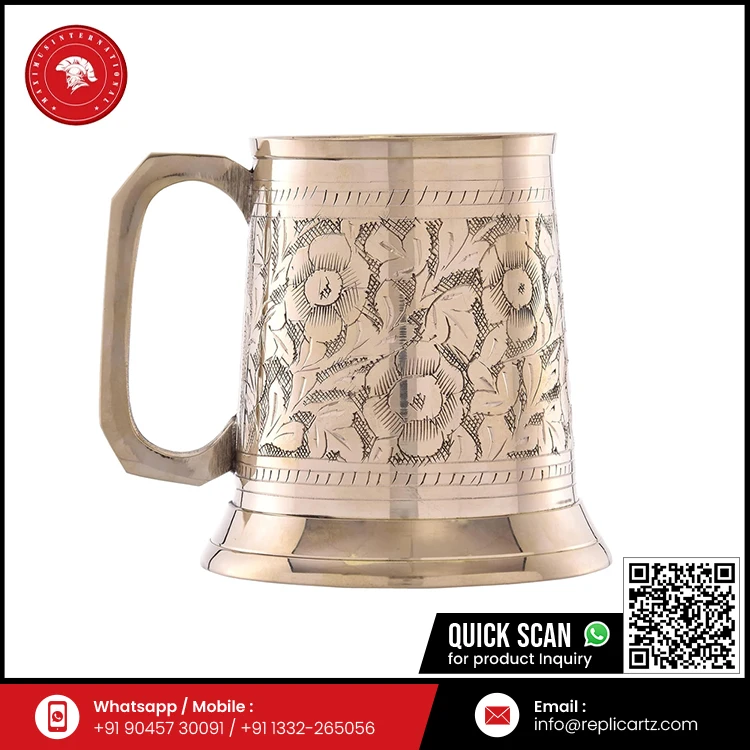 Replicartz German Beer Mug Stein Hand Engraved Brass Antique Large Beer Stein Mug For Sell