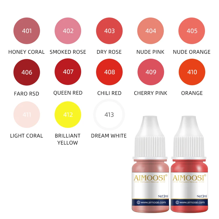 Aimoosi OEM Organic colors Micropigmentation lip eyebrow Permanent Makeup supply Pigment  Tattoo Ink Microblading Pigment