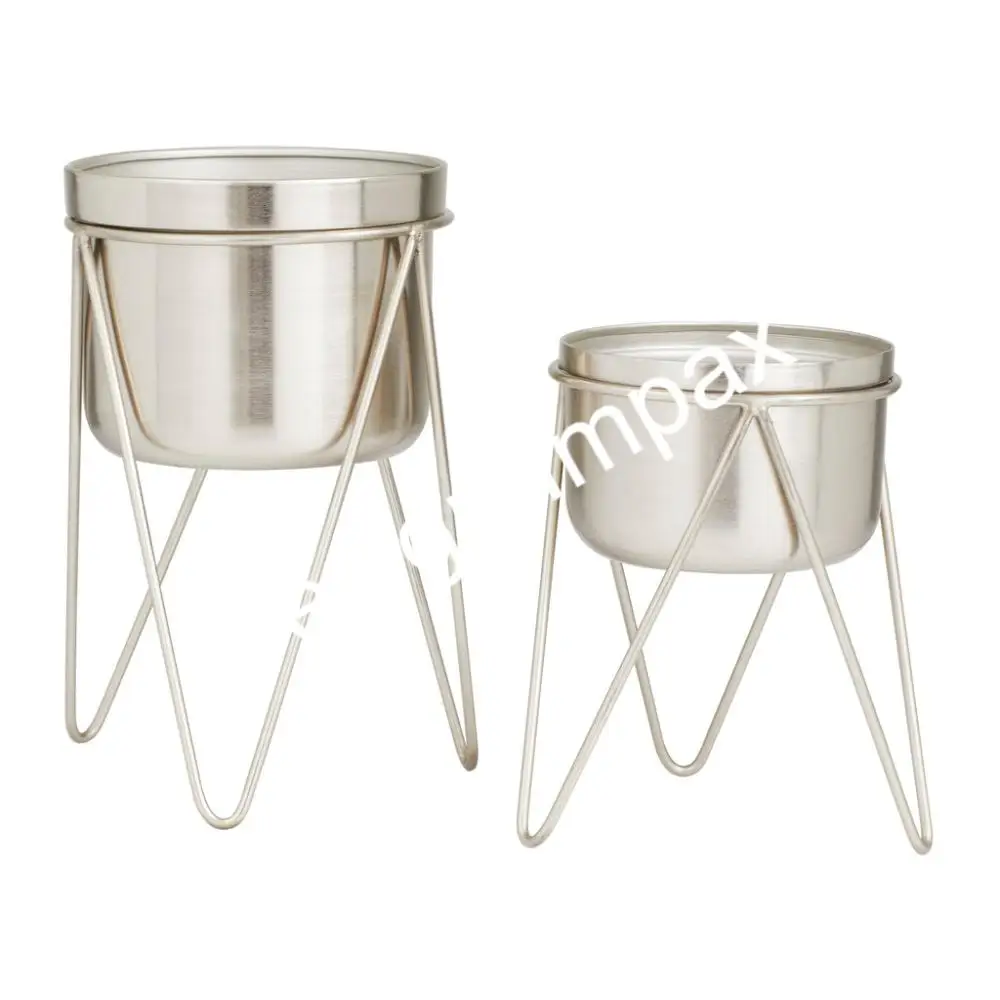 Nickel Plated Planters Set Office And Home Interior Decorative Flower Pots Wholesale High Quality Silver Planter Stand Best Sale