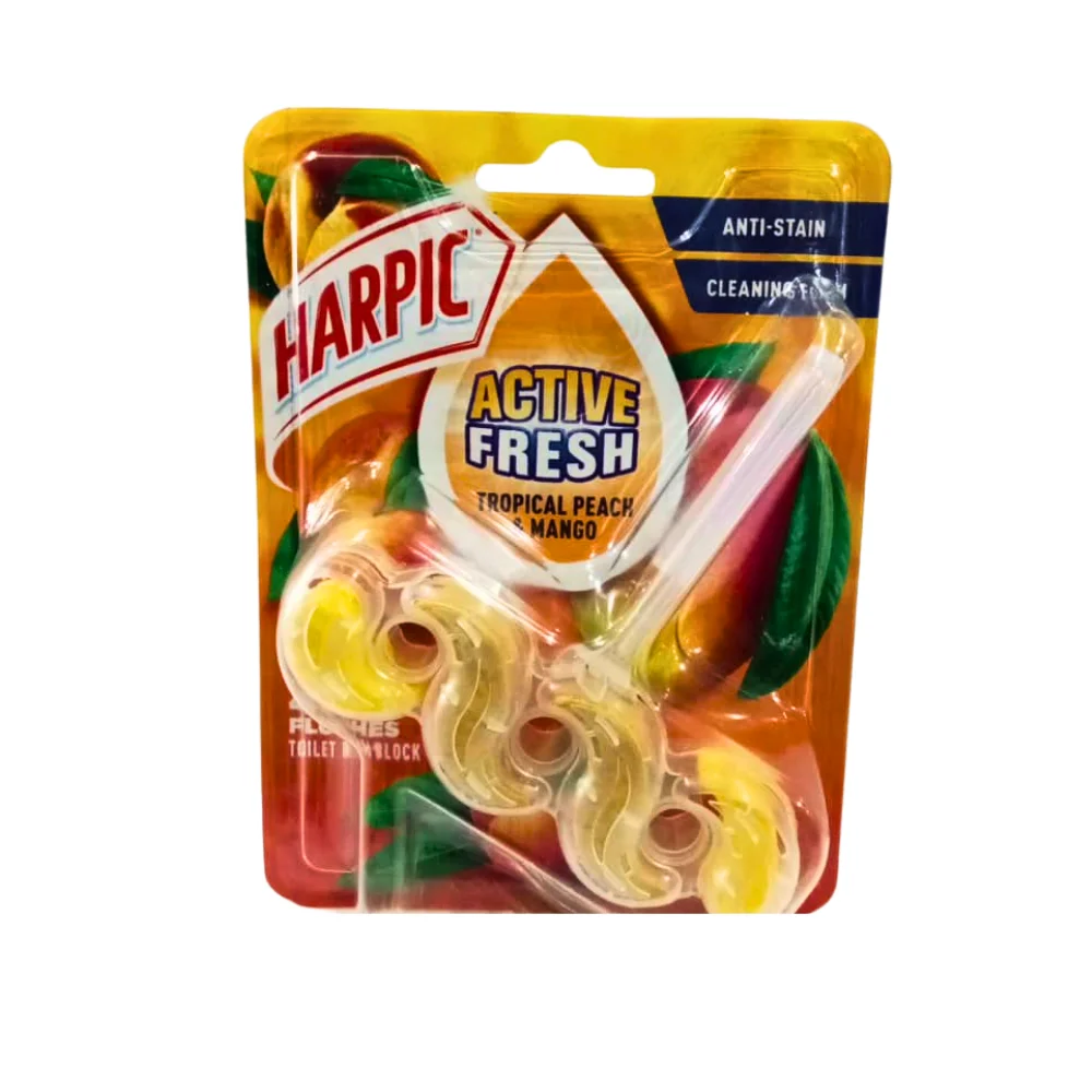 Harpic Toilet Rim Block (UK) 35gm x 6 PEACH & MANGO Scented Liquid Toilet Cleaners