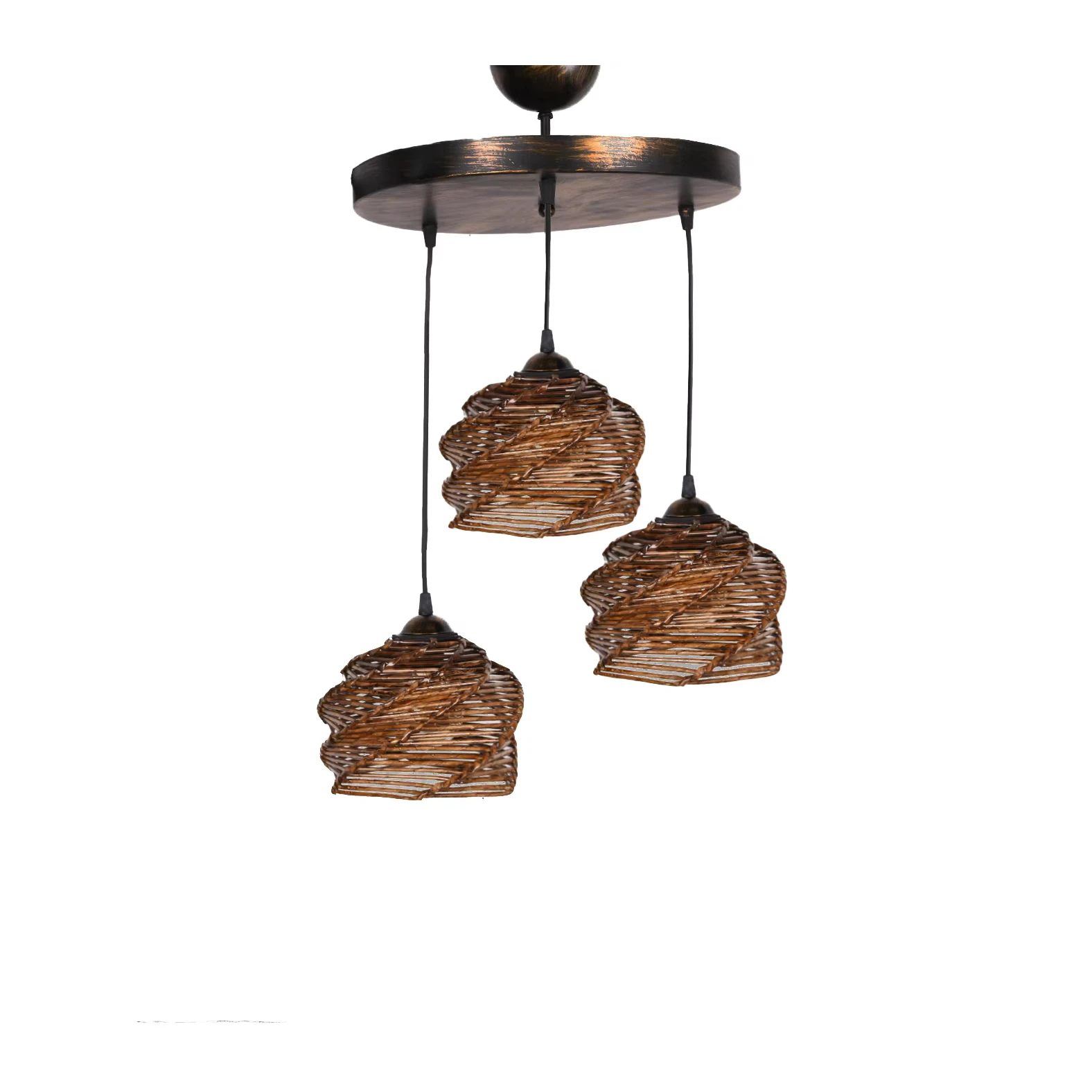 Handcrafted Natural Rattan Pendant Light Shade Eco-Friendly Boho Bamboo Hanging Lamp Ceiling Dining Kitchen Living Room