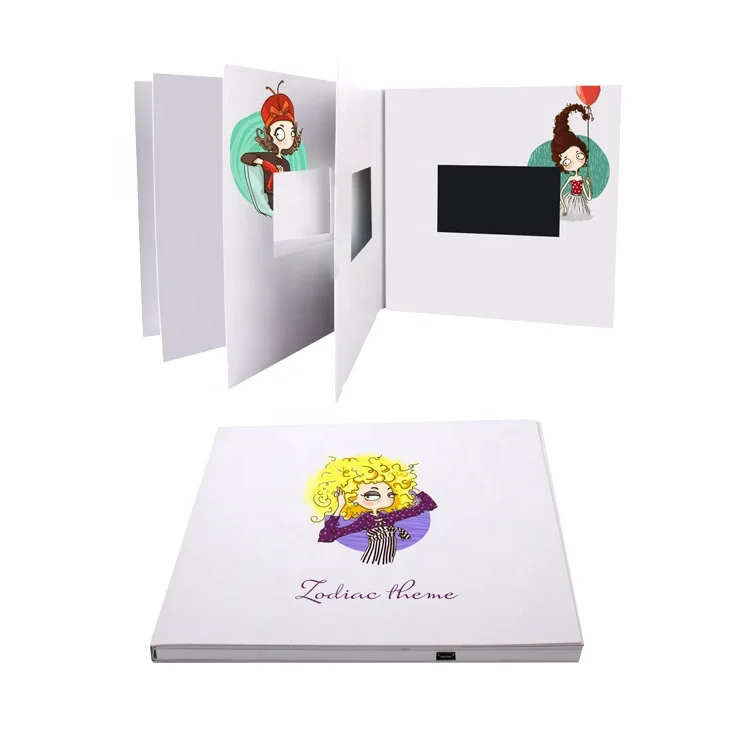 ODM Service 4.3inch Multi-Page Video Brochure with Flip Pages LCD Screen Digital Video Marketing Card for Corporate Gift Wedding