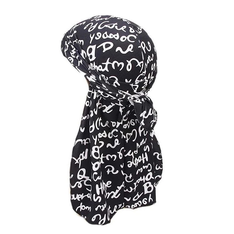 Wholesale silk hair durag  with head tie wraps custom logo designer durags satin