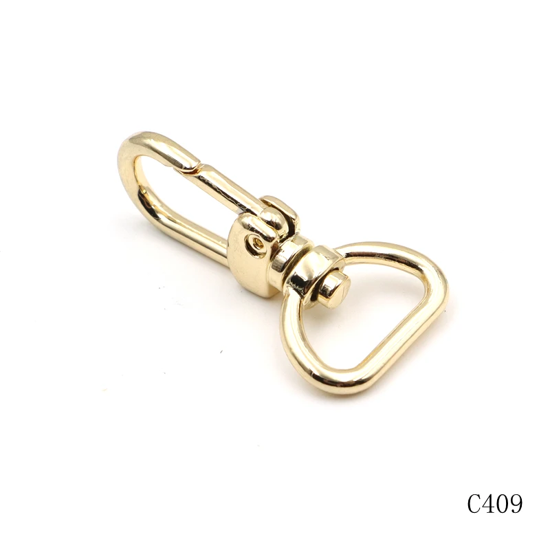 Gold Plated Bag Clasp Hardware Handbag Metal Clips16mm Swivel D Ring Snap Hook Buckle