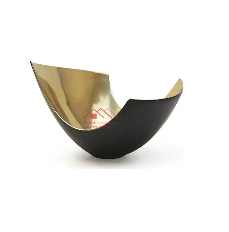 Gold And Black Finished Home Tabletop Decorative Metal Fruits Serving Bowl and Platter