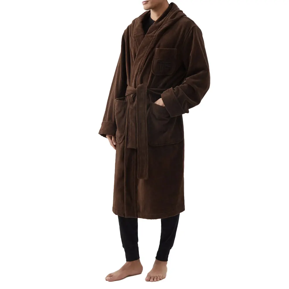 Hooded Bathrobe Cotton-Terry Hooded Dress Coat Bathrobe Coat Parka Spa hotel luxury night wear bath robe for couples