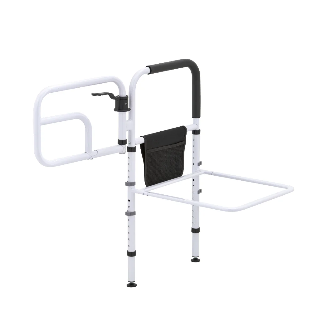 Dual Grab Handles Home Storage Collapsible Bedside Assist Rail for Elderly Seniors Adults Safety Bed Assist Rail